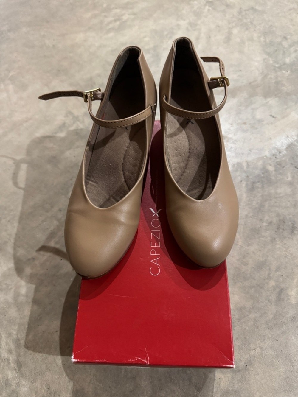 Capezio Beige Mary Jane Heels with Ankle Strap (genuine leather)